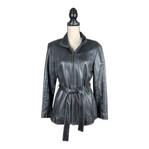 Andrew Marc New York Soft Leather Belted Coat Jacket